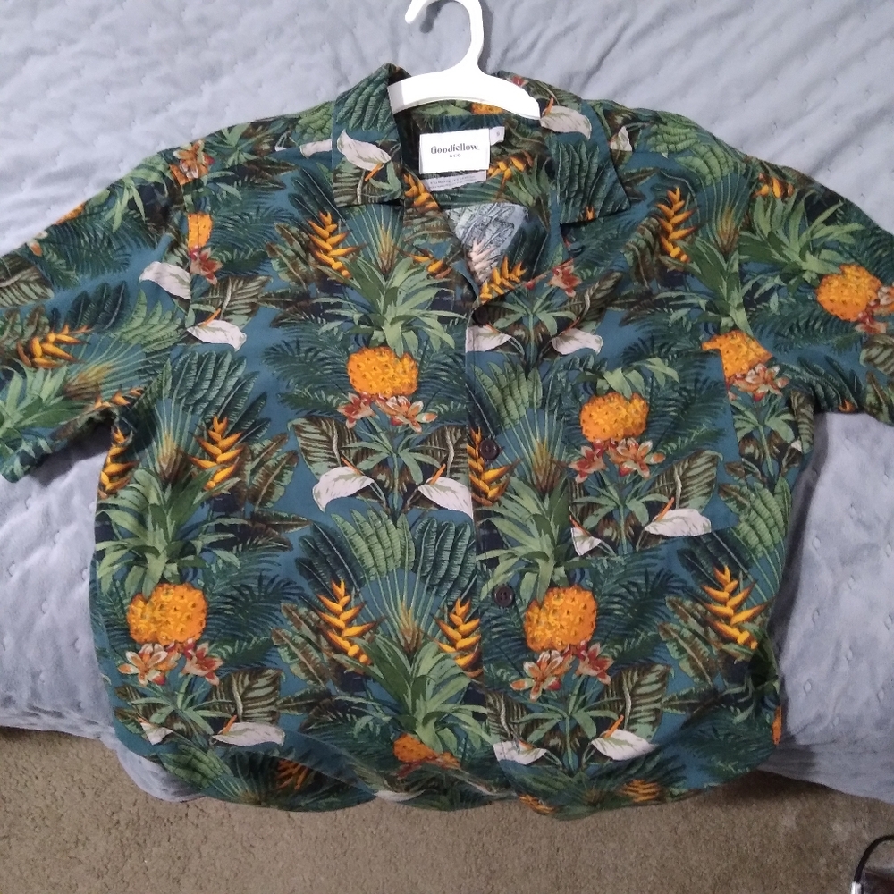 Goodfellow Hawaiian Casual Tropical Button Down Print Shirt